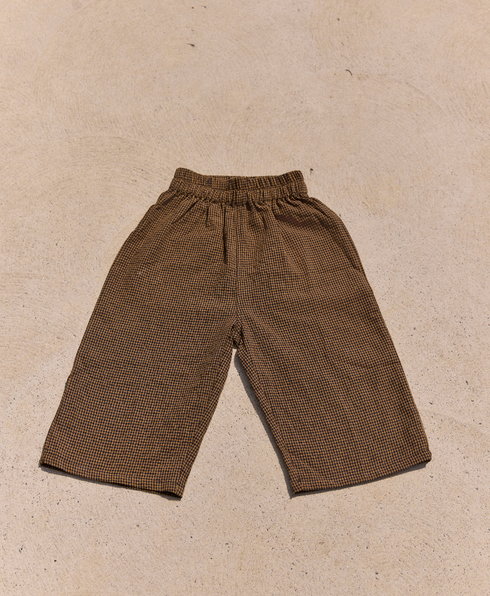 Daydream wide leg Check Pants - Caramel