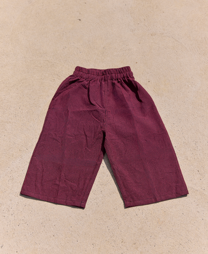 Daydream wide leg Check Pants - Plum