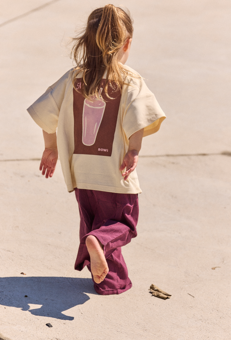 Daydream wide leg Check Pants - Plum