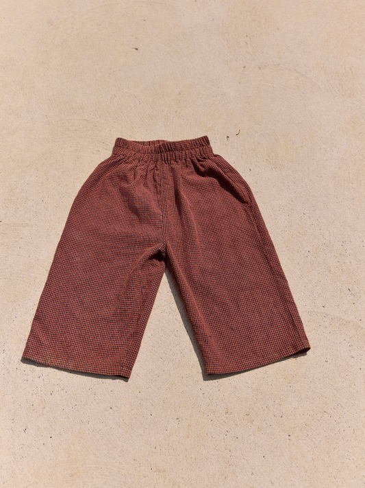 Daydream wide leg Check Pants - Terracotta (PRE ORDER)